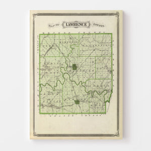 Vintage Map of Lawrence County, Indiana 1876