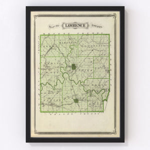 Vintage Map of Lawrence County, Indiana 1876