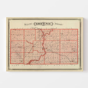 Vintage Map of Greene County, Indiana 1876