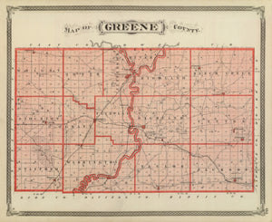 Vintage Map of Greene County, Indiana 1876
