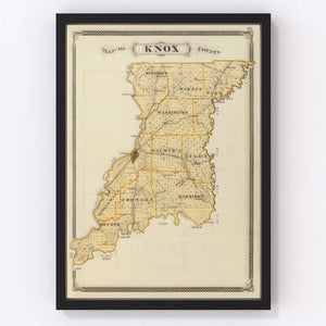 Vintage Map of Knox County, Indiana 1876