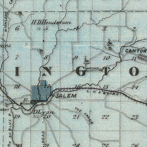 Vintage Map of Washington County, Indiana 1876