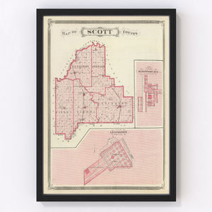 Vintage Map of Scott County, Indiana 1876