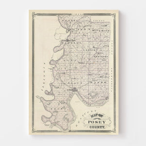 Vintage Map of Posey County, Indiana 1876