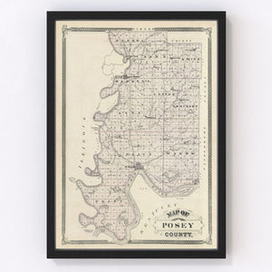 Vintage Map of Posey County, Indiana 1876