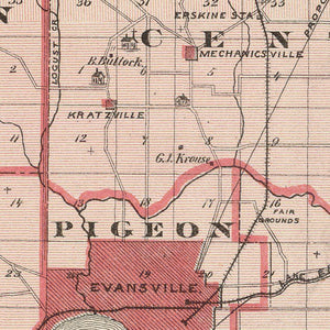 Vintage Map of Vanderburgh County, Indiana 1876