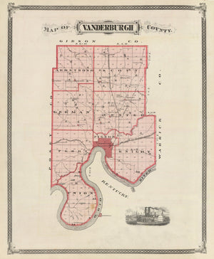 Vintage Map of Vanderburgh County, Indiana 1876