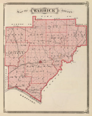 Vintage Map of Warrick County, Indiana 1876
