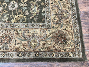 Pottery Barn Rug 8x10, Wool Hand Tufted Vintage Indian Carpet, Room Sized Wool Pile Floral Rug