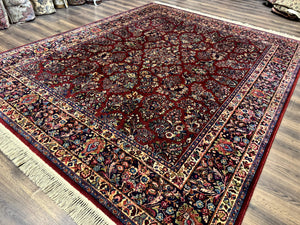 8.8 x 10.6 Karastan Red Sarouk Rug #785, Wool Pile Original 700 Series