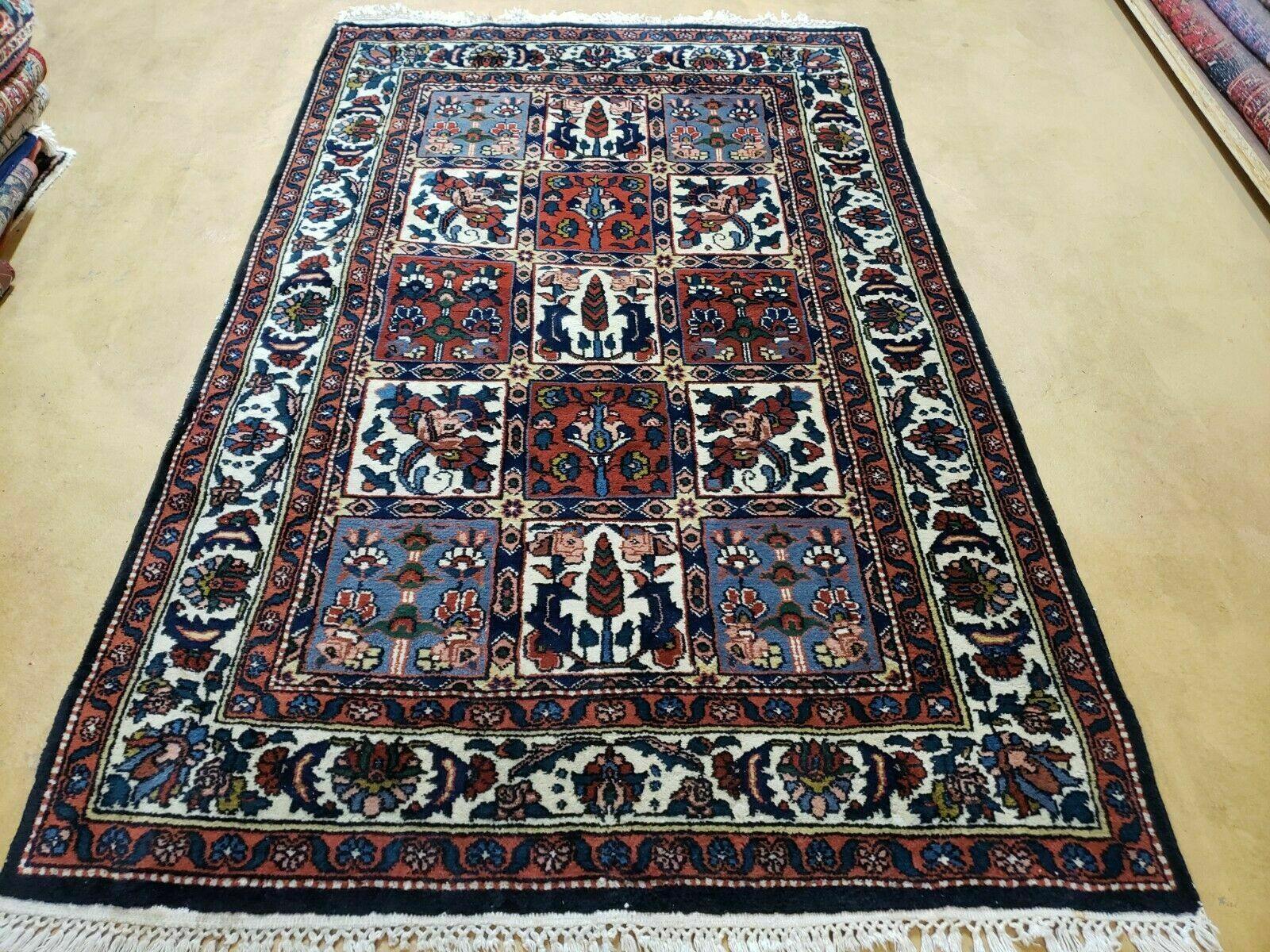 4' X 6' Vintage Handmade Indian Panel Design Wool Rug Veg Dyes