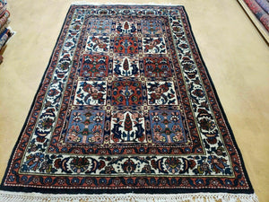 4' X 6' Vintage Handmade Indian Panel Design Wool Rug Veg Dyes