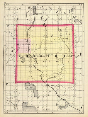 Vintage Map of Crawford County, Michigan 1873