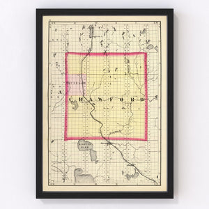 Vintage Map of Crawford County, Michigan 1873