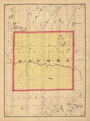 Vintage Map of Oscoda County, Michigan 1873