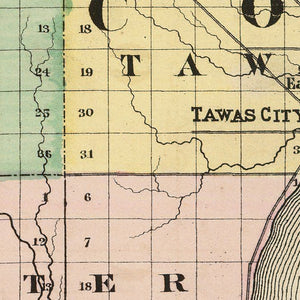 Vintage Map of Iosco County, Michigan 1873