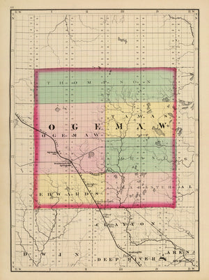 Vintage Map of Ogemaw County, Michigan 1873