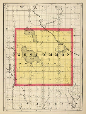 Vintage Map of Roscommon County, Michigan 1873