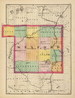Vintage Map of Wexford County, Michigan 1873