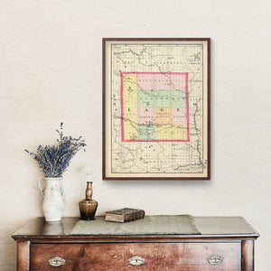 Vintage Map of Lake County, Michigan 1873