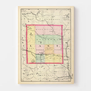 Vintage Map of Lake County, Michigan 1873