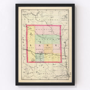 Vintage Map of Lake County, Michigan 1873