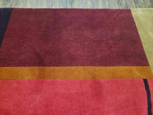 8' X 10' Tibetan Nepal Art Deco Hand Knotted Wool Rug Modern Contemporary Nice
