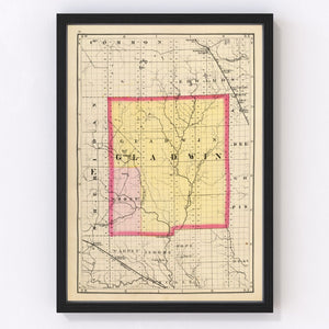 Vintage Map of Gladwin County, Michigan 1873