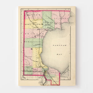 Vintage Map of Saginaw County, Michigan 1873