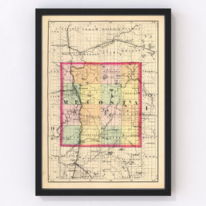 Vintage Map of Mecosta County, Michigan 1873