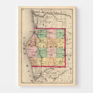 Vintage Map of Oceana County, Michigan 1873