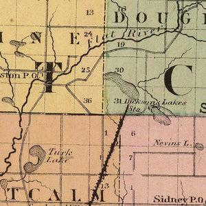 Vintage Map of Montcalm County, Michigan 1873