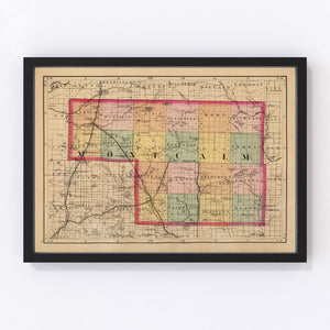 Vintage Map of Montcalm County, Michigan 1873
