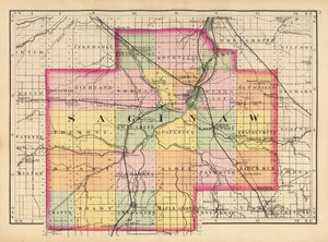 Vintage Map of Saginaw County, Michigan 1873