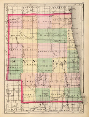Vintage Map of Sanilac County, Michigan 1873
