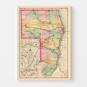 Vintage Map of St. Clair County, Michigan 1873