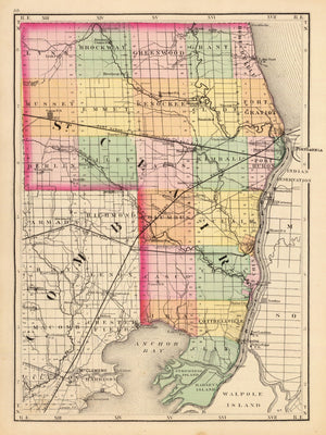Vintage Map of St. Clair County, Michigan 1873