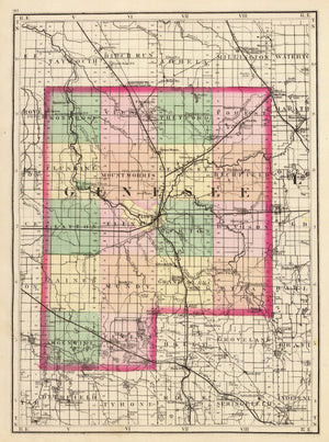Vintage Map of Genesee County, Michigan 1873