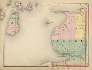 Vintage Map of Emmet County, Michigan 1873