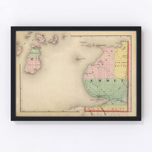 Vintage Map of Emmet County, Michigan 1873