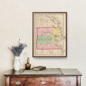 Vintage Map of Alpena County, Michigan 1873