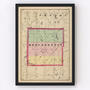 Vintage Map of Montmorency County, Michigan 1873