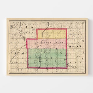 Vintage Map of Otsego County, Michigan 1873