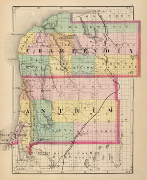 Vintage Map of Charlevoix County, Michigan 1873