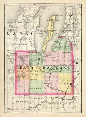 Vintage Map of Grand Traverse County, Michigan 1873