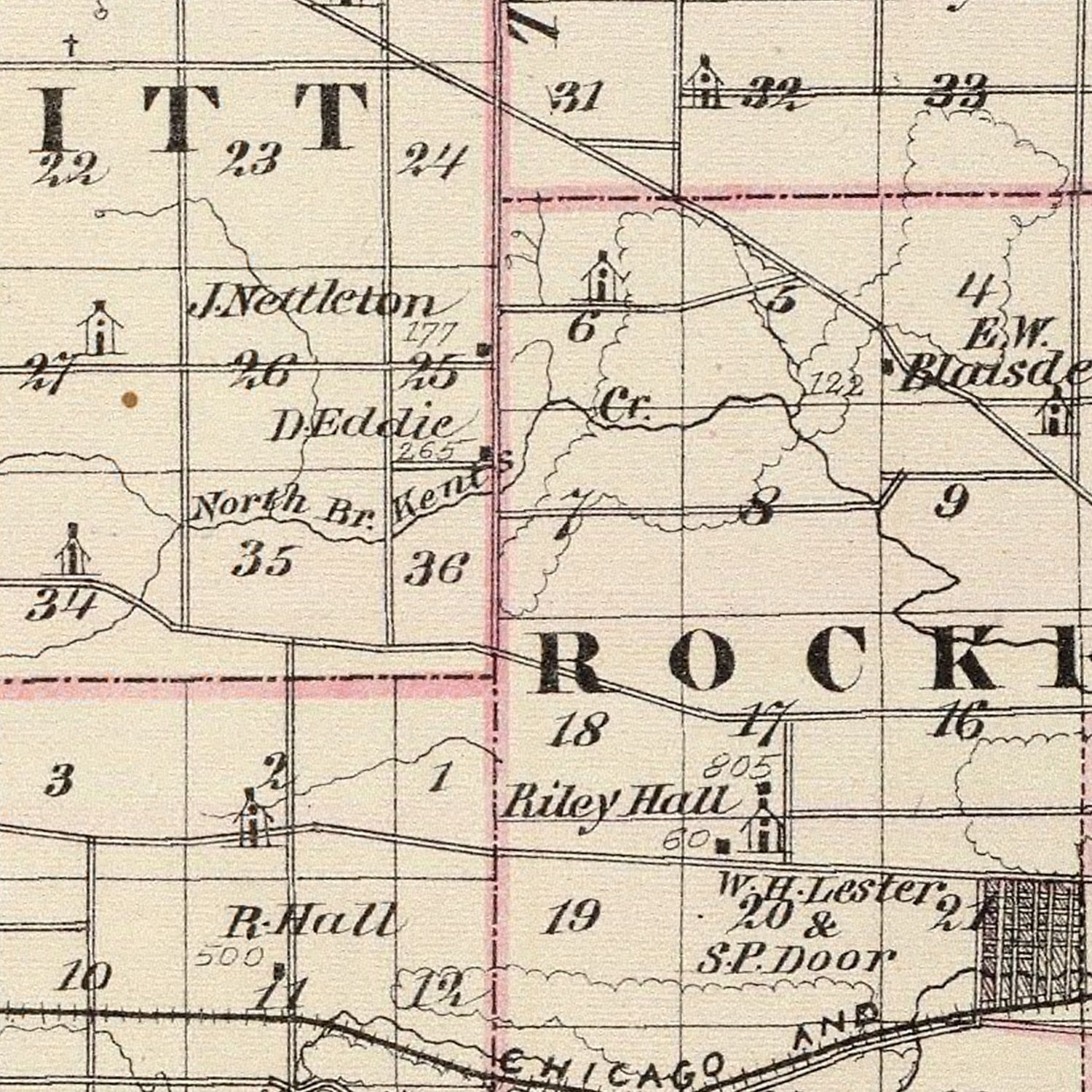 Vintage Map of Winnebago County, Illinois 1876