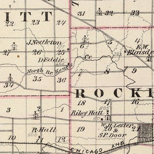 Vintage Map of Winnebago County, Illinois 1876