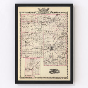 Vintage Map of Winnebago County, Illinois 1876