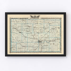 Vintage Map of Stephenson County, Illinois 1876