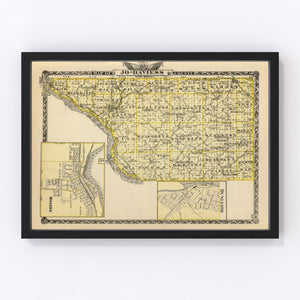 Vintage Map of Jo-Daviess County, Illinois 1876